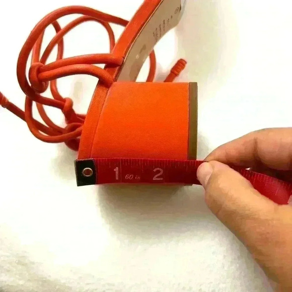 NWOT Schutz Flame Orange Leather Strappy Block Heel Made Brazil Sandal Size 10B - Picture 15 of 15